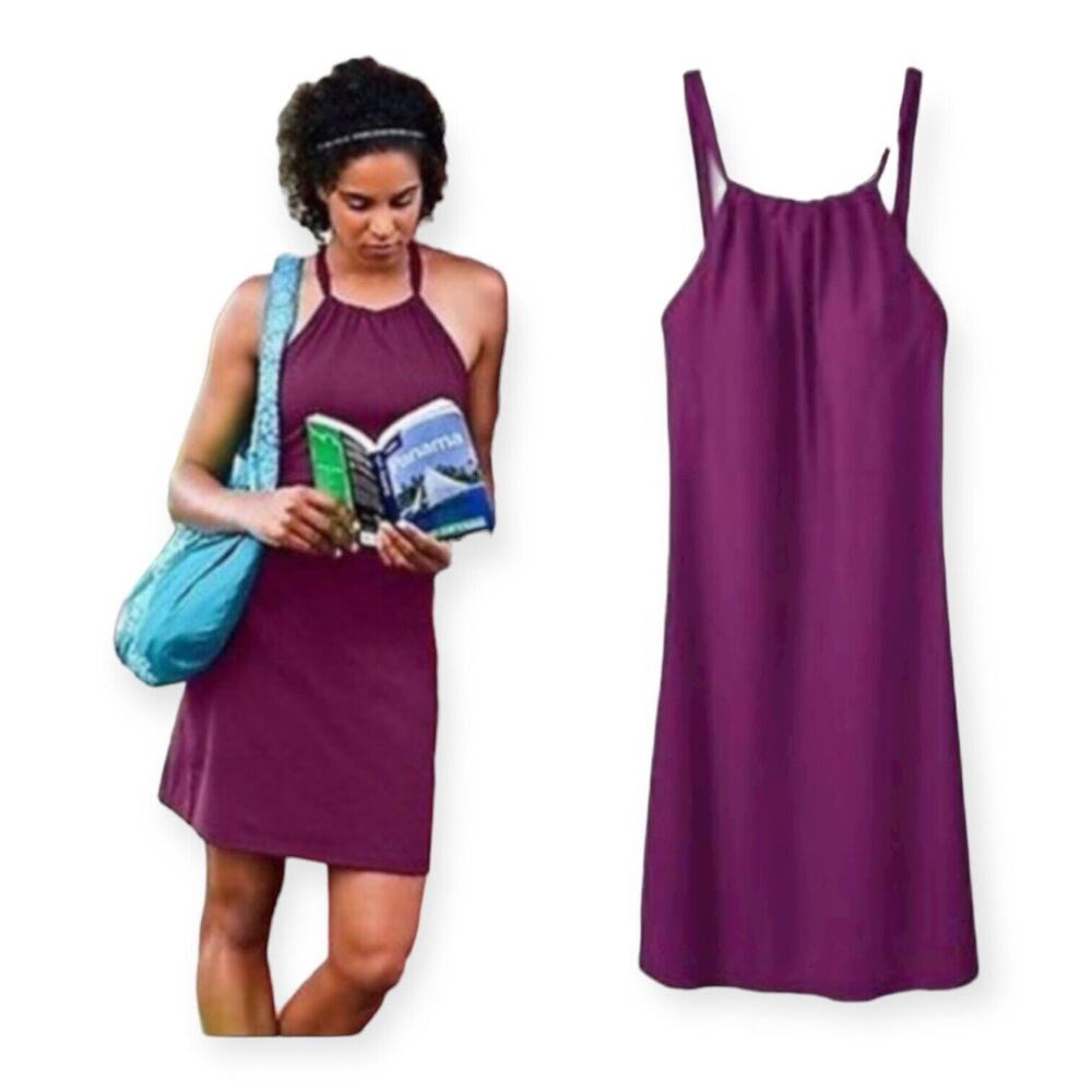 Athleta Women Small SP Purple Support Bra Halter Swim Dress Kokomo Swim